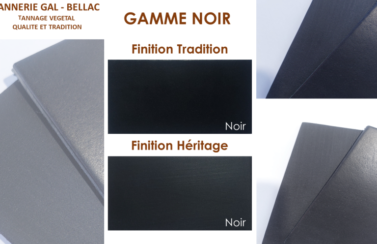 Échantillons de la gamme noir, finitions tradition et mélange.