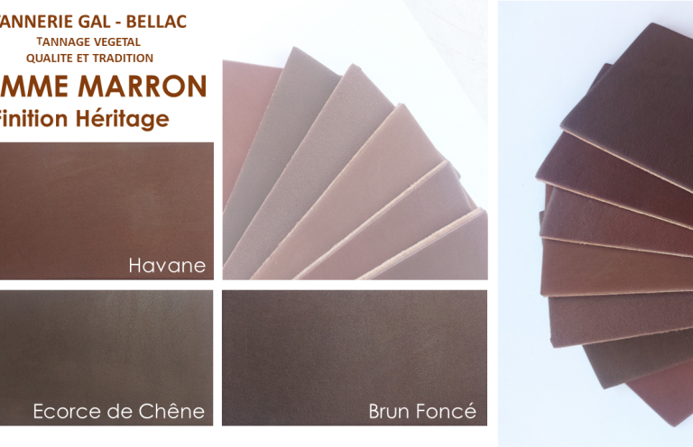 Échantillons de couleurs marron, incluant différentes teintes et textures.